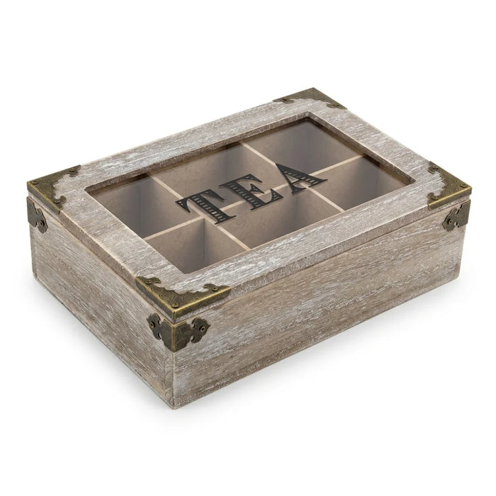 Caja De Te 6 Divisiones Tapa Con Diseño Decorativa Decohogar