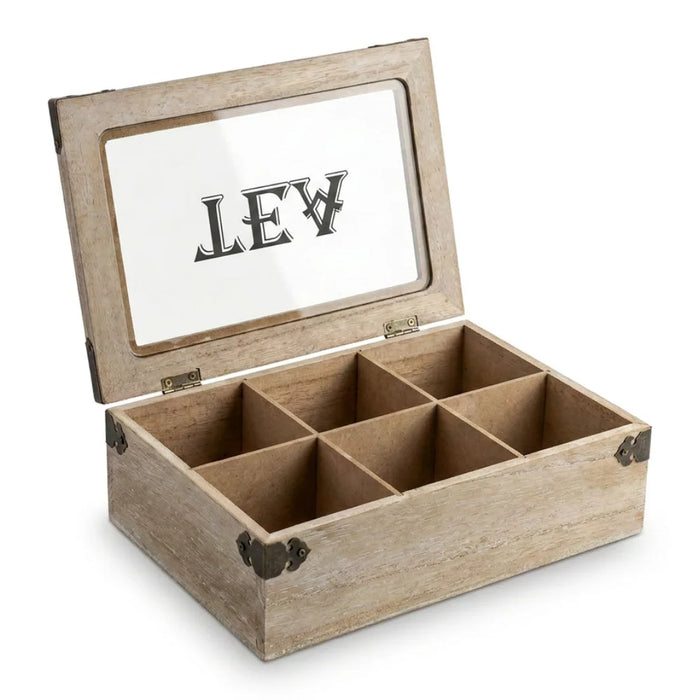 Caja De Te 6 Divisiones Tapa Con Diseño Decorativa Decohogar