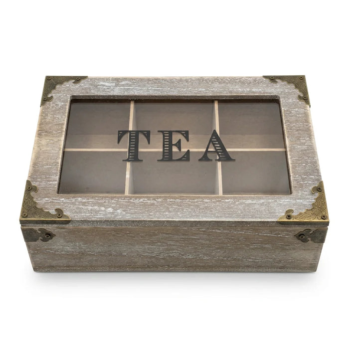 Caja De Te 6 Divisiones Tapa Con Diseño Decorativa Decohogar