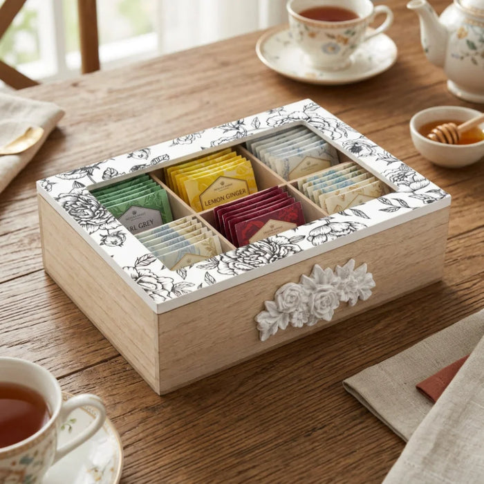 Caja De Te Porta Te Caja De Madera Para El Te 6 Divisiones