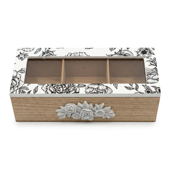 Caja De Te Porta Te Caja De Madera Para Te Gris 3 Divisiones