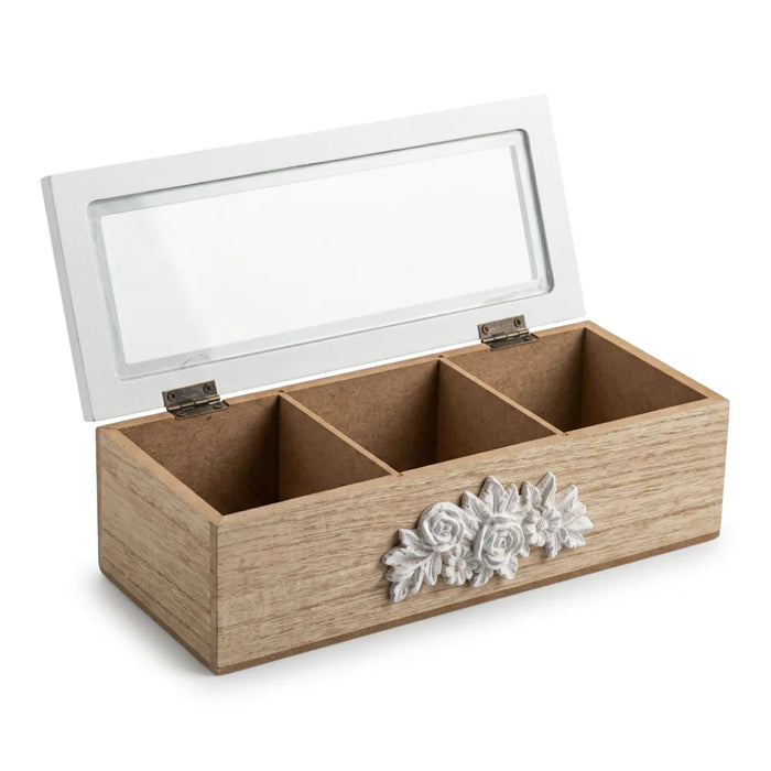 Caja De Te Porta Te Caja De Madera Para Te Gris 3 Divisiones