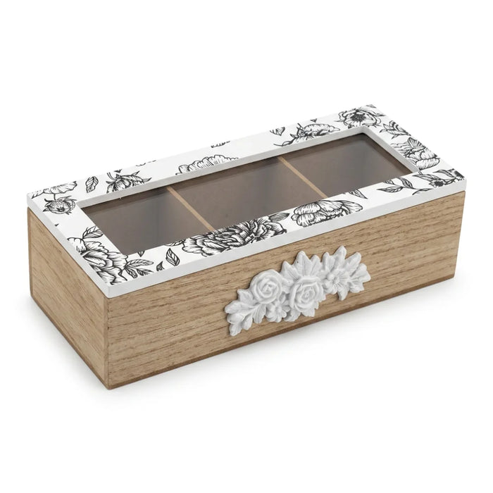 Caja De Te Porta Te Caja De Madera Para Te Gris 3 Divisiones