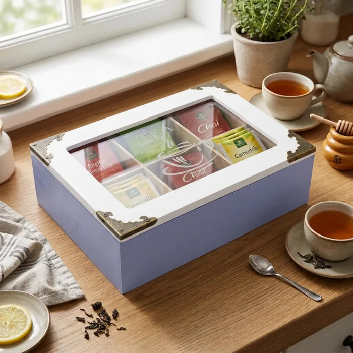 Caja De Te Porta Te Caja De Madera Para Te Gris 6 Divisiones