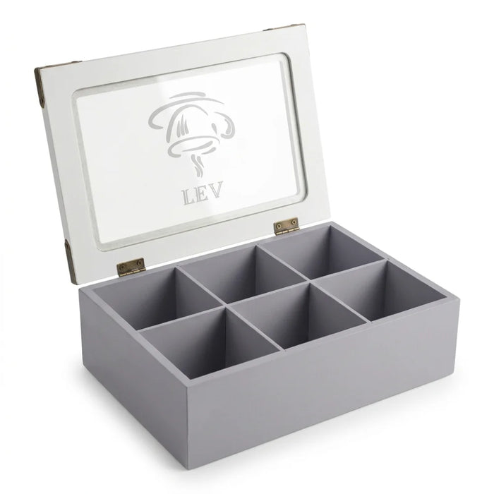 Caja De Te Porta Te Caja De Madera Para Te Gris 6 Divisiones