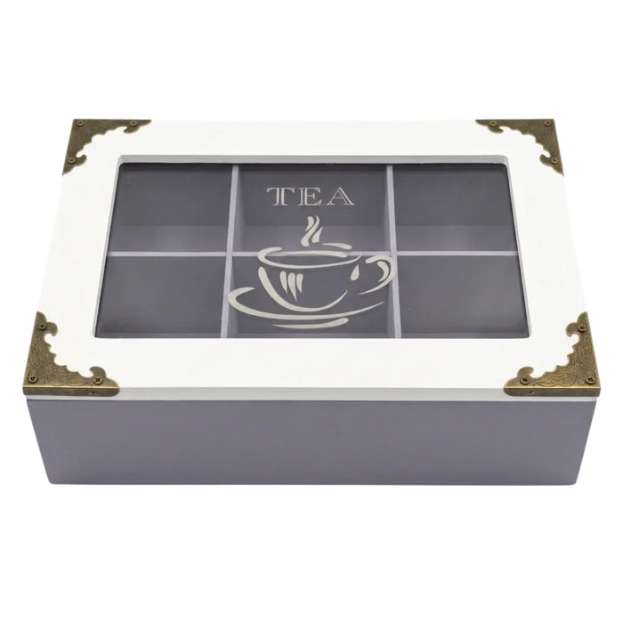 Caja De Te Porta Te Caja De Madera Para Te Gris 6 Divisiones