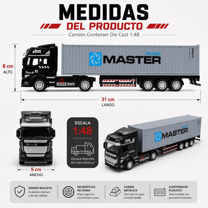 Camión Contenedor Aleación 1:48 Modelo Coche Juguete