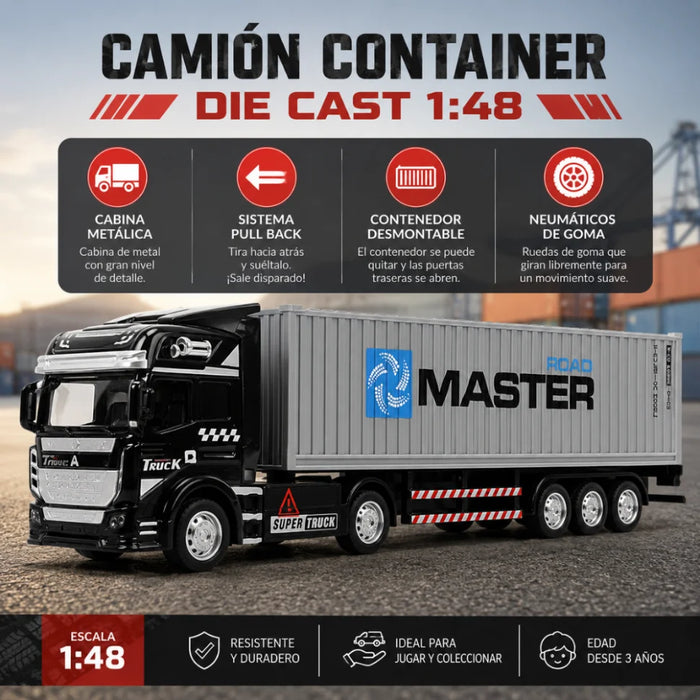 Camión Contenedor Aleación 1:48 Modelo Coche Juguete