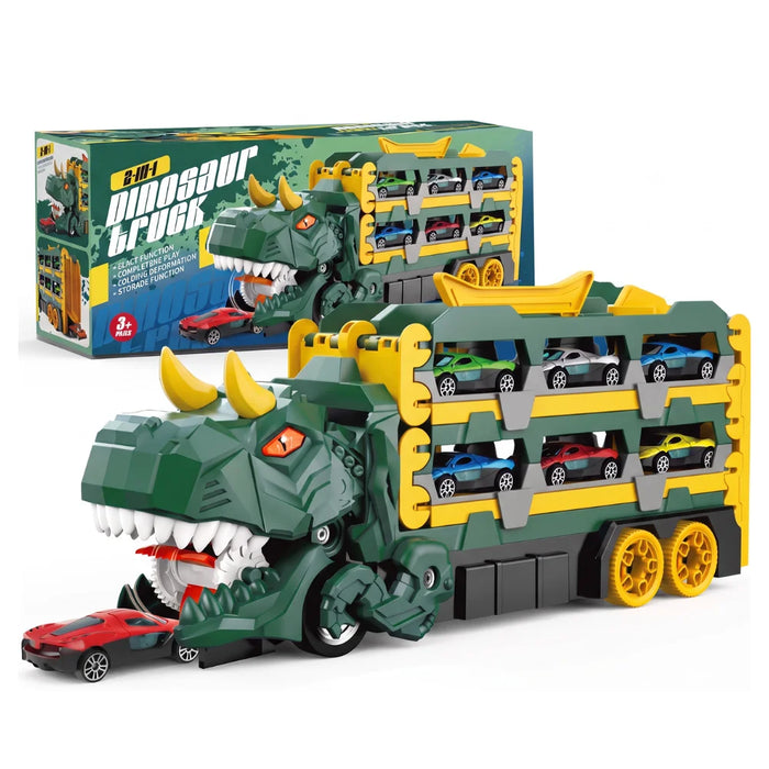 Camión Dinosaurio Portautitos 3 En 1 Con Pista Lanzadora Infantil