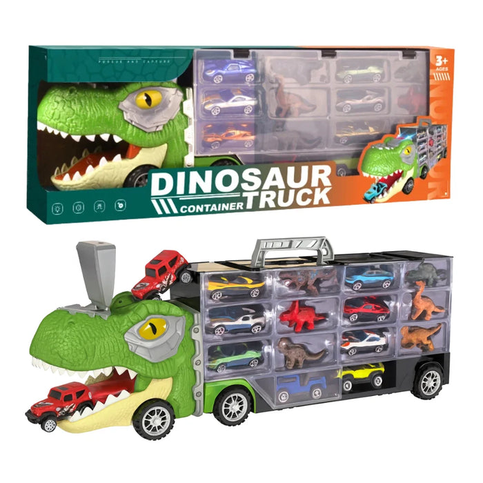 Camion Transportador Porta Autitos y Dinosaurios Juguete