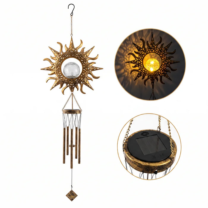 Campana De Viento Solar Led Decoración Jardín Colgante Hierro