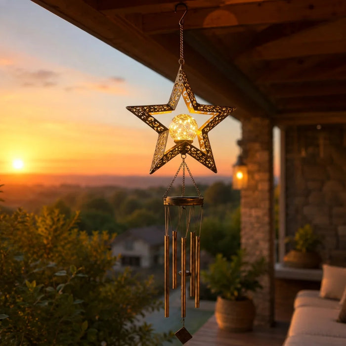 Campana De Viento Solar Led Decoración Jardín Colgante Hierro