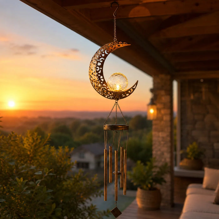 Campana De Viento Solar Led Decoración Jardín Colgante Hierro