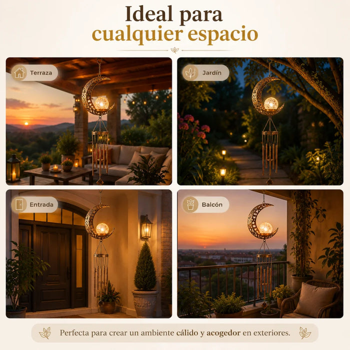 Campana De Viento Solar Led Decoración Jardín Colgante Hierro