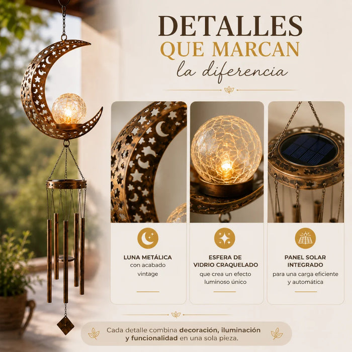 Campana De Viento Solar Led Decoración Jardín Colgante Hierro