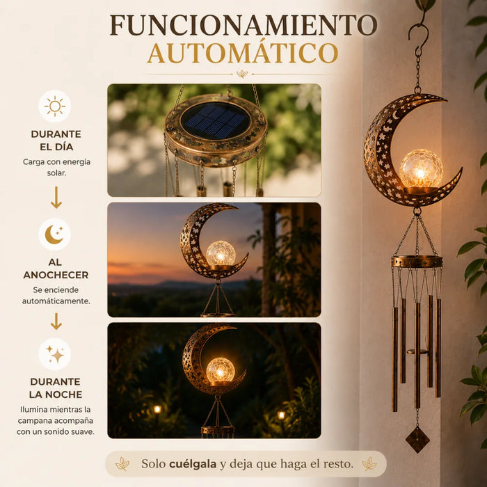 Campana De Viento Solar Led Decoración Jardín Colgante Hierro