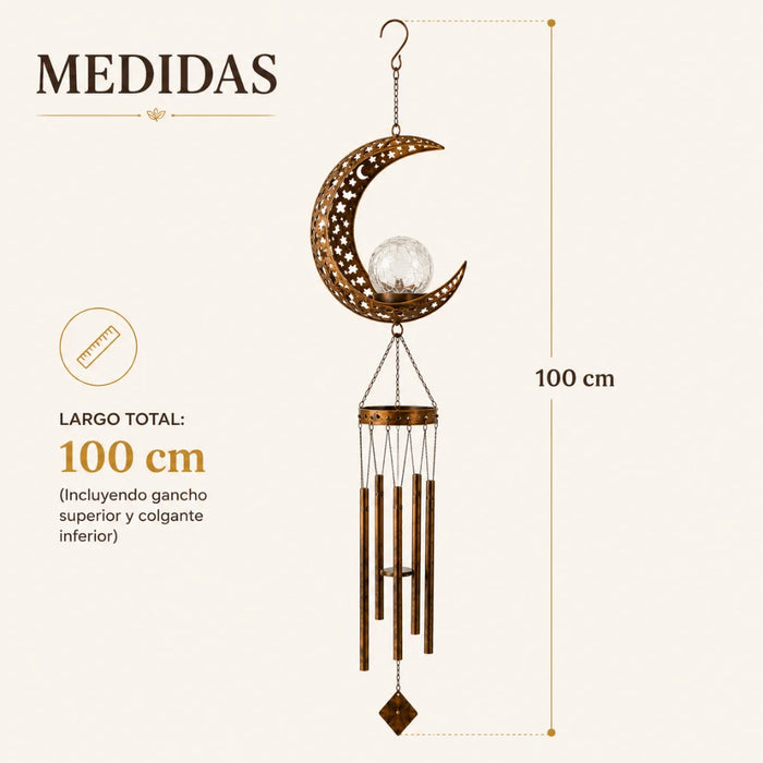 Campana De Viento Solar Led Decoración Jardín Colgante Hierro