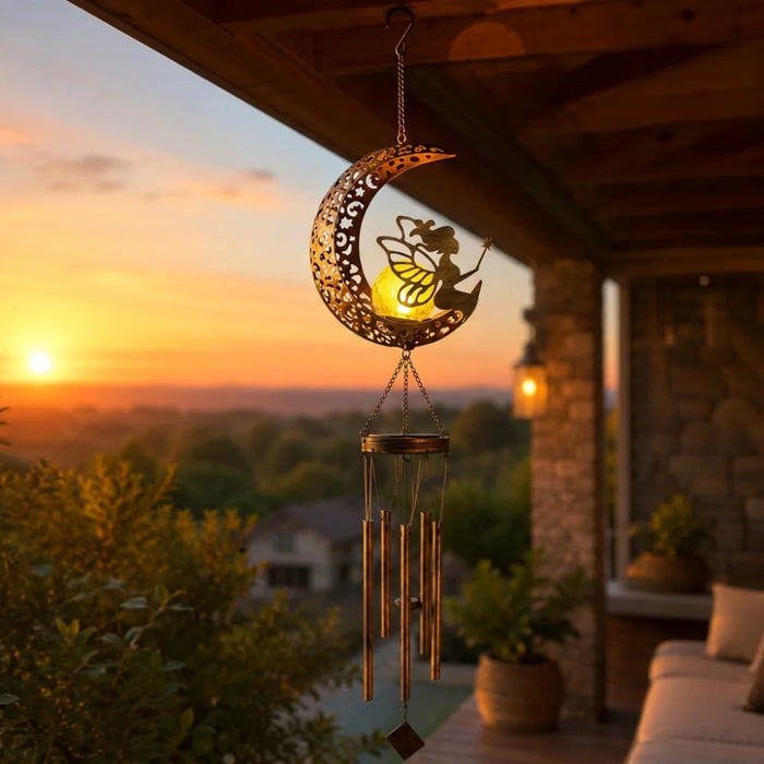 Campana De Viento Solar Led Decoración Jardín Colgante Hierro