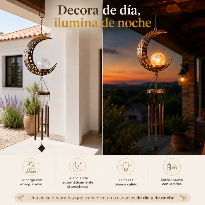 Campana De Viento Solar Luna Led Decoracion Jardin Colgante