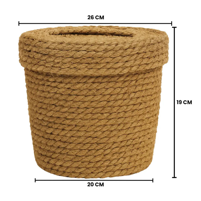 Canasto Cesta De Yute Tejida Con Tapa Acabado Rustico M