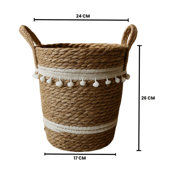 Canasto Cesta Yute Diseño Algodón Tejido Estilo Rustico S