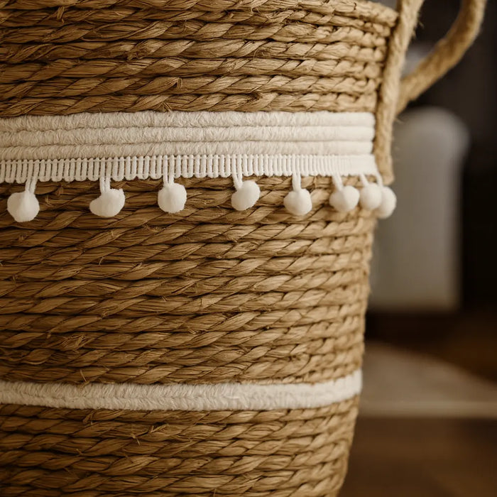 Canasto Cesta Yute Diseño Algodón Tejido Estilo Rustico S