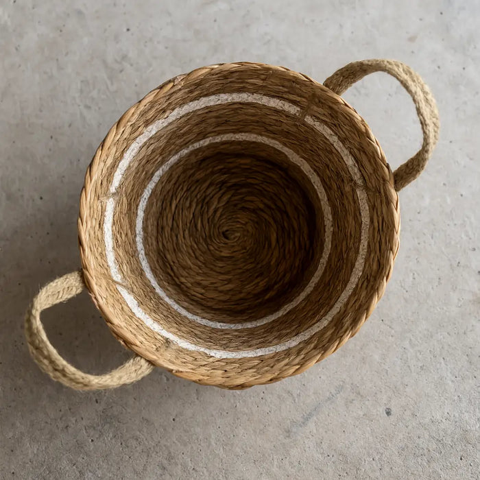 Canasto Cesta Yute Diseño Algodón Tejido Estilo Rustico S