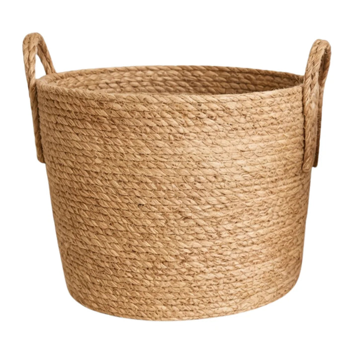 Canasto Cesta de Yute Tejido Estilo Rustico Con Asas L