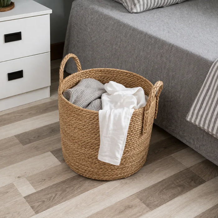 Canasto Cesta de Yute Tejido Estilo Rustico Con Asas L
