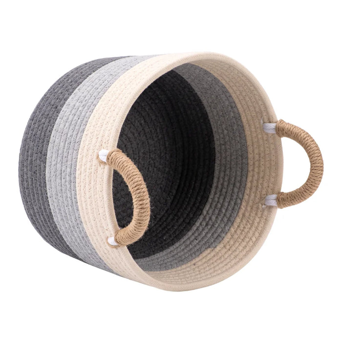 Canasto De Algodon Tejido Cesta Decorativa Rustica Tamaño L