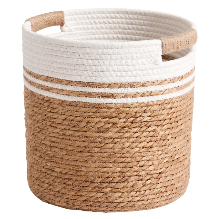 Canasto De Yute Tejido Cesta Decorativa Rustica Tamaño L