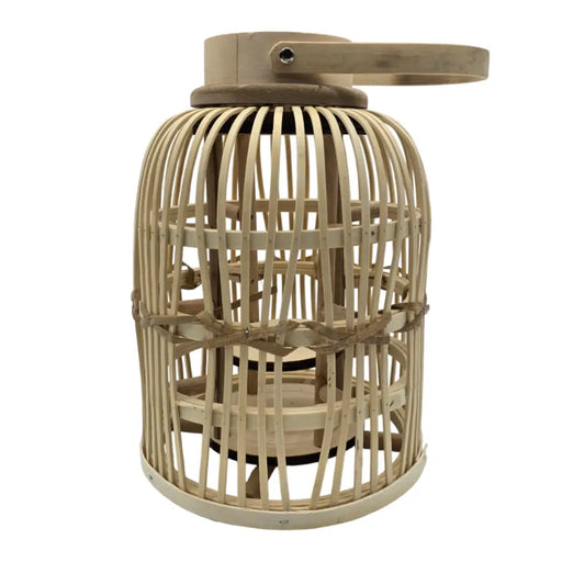 Candelabro De Bambu Natural Porta Vela Nordico Farol 30 CM - Fliperex