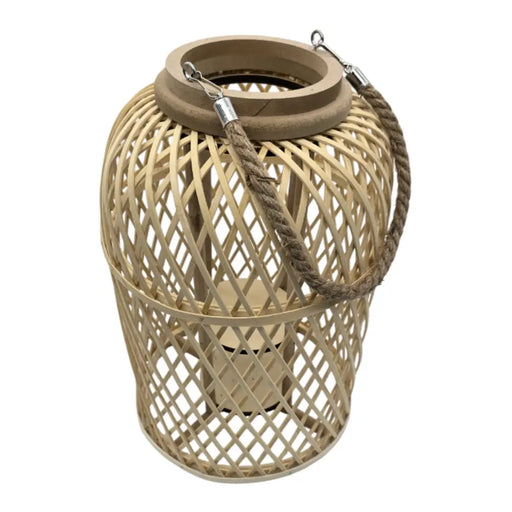 Candelabro De Bambu Natural Porta Vela Nordico Farol 40 CM - Fliperex