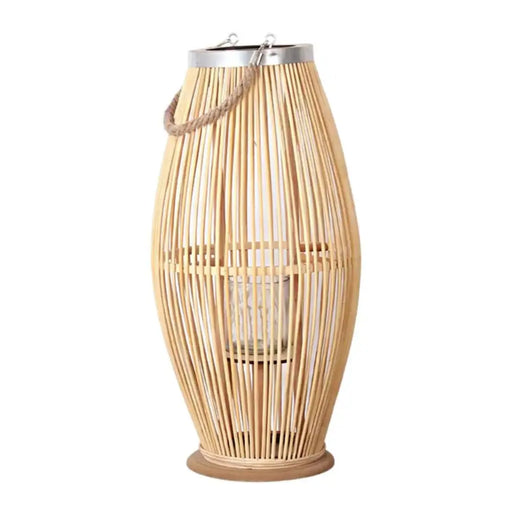 Candelabro De Bambu Natural Porta Vela Nordico Farol 60 CM - Fliperex