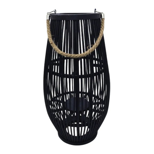 Candelabro De Bambu Negro Porta Vela Nordico Farol 50 CM - Fliperex