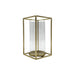 Candelabro Porta Vela Cubo Metálico Dorado Con Vidrio - Fliperex