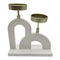 Candelabro Porta Vela Doble De Madera Blanco Con Dorado