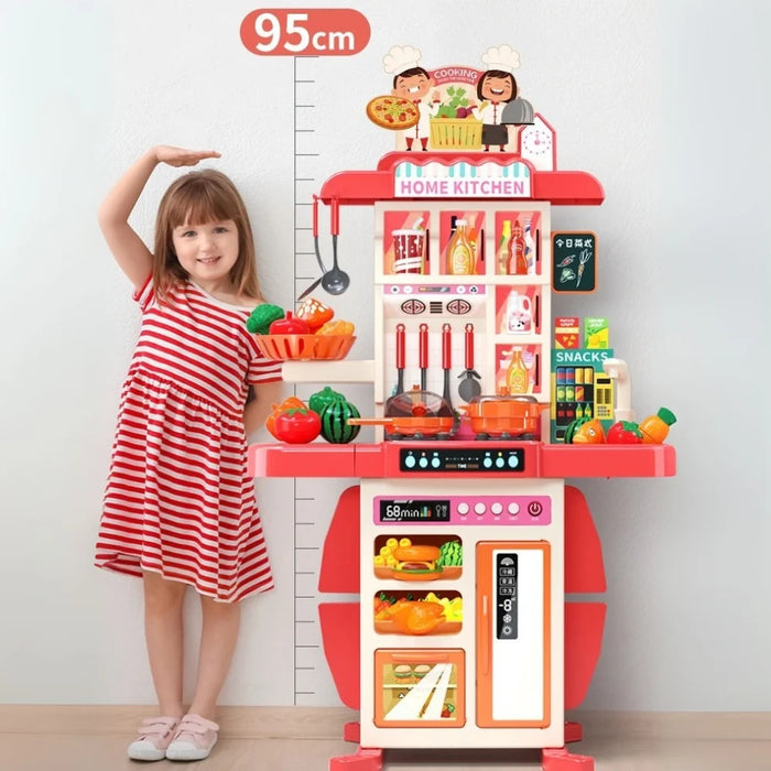 Cocina de Juguete Grande Para Niños 95 Cm Agua Vapor Sonido