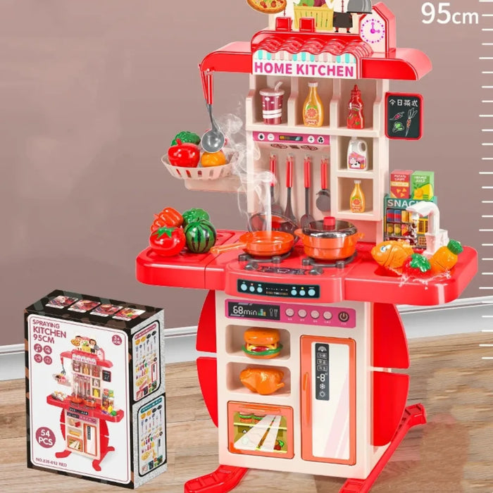 Cocina de Juguete Grande Para Niños 95 Cm Agua Vapor Sonido