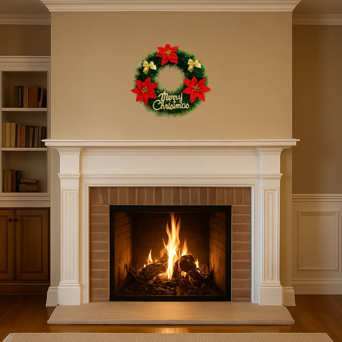 Corona de Navidad 30 Cm Con Flores Decoracion Navideña