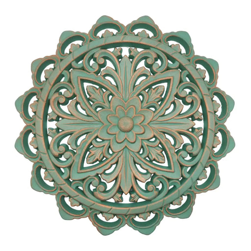 Cuadro De Madera Ornamental Mandala Verde Decoracion Chico - Fliperex
