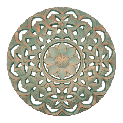 Cuadro De Madera Ornamental Mandala Verde Decoracion Pared - Fliperex