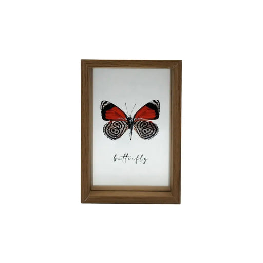 Cuadro De Vidrio Marco Madera Diseño Mariposa Decorativo - Fliperex