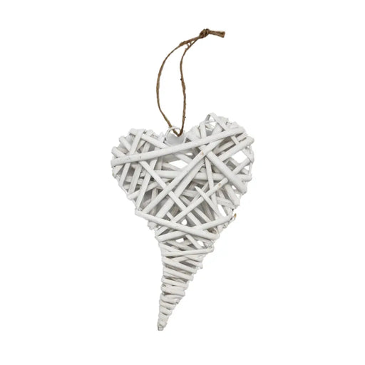 Decoración Colgante De Mimbre Corazón Color Blanco - Fliperex