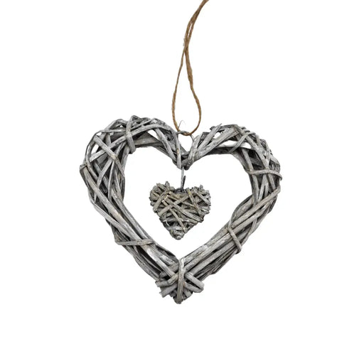 Decoración Colgante De Mimbre Corazón Color Gris - Fliperex