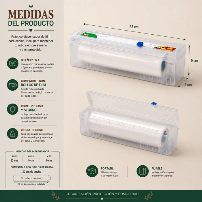 Dispensador De Papel Alusa Cortador Film Porta Rollo