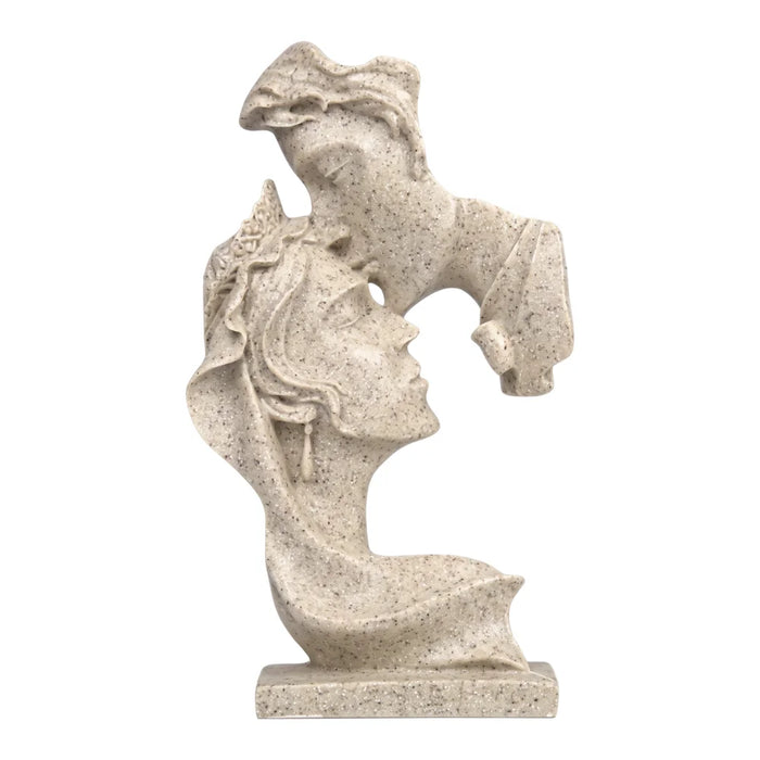 Escultura Decorativa Beso Abstracto Resina Efecto Arenisca