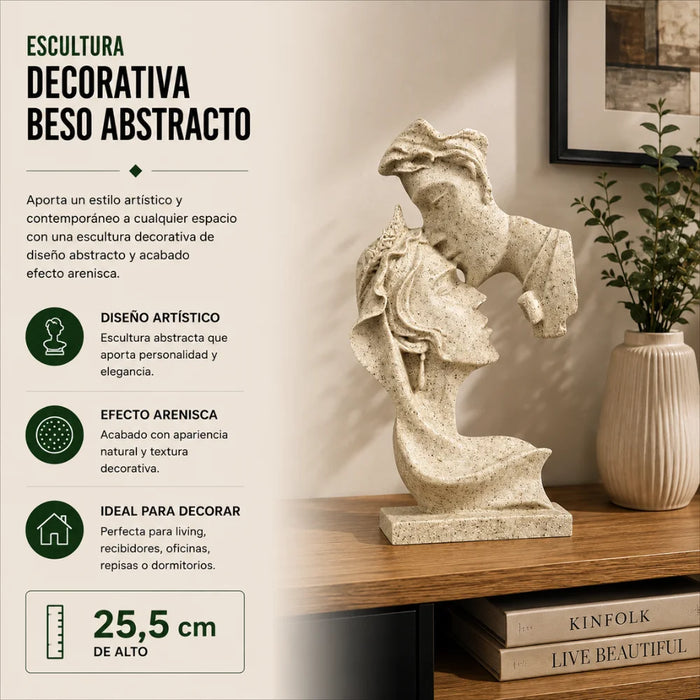 Escultura Decorativa Beso Abstracto Resina Efecto Arenisca