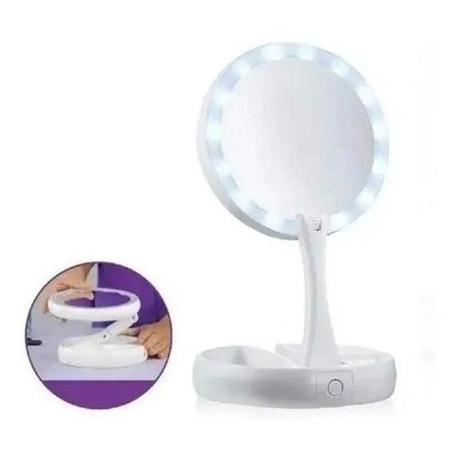 Espejo Luz Led Para Maquillaje Plegable Con Aumento 10x - Fliperex