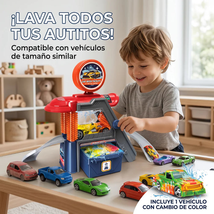 Estación Lavado De Autos Juguete Con Pista Y Accesorios Infantil